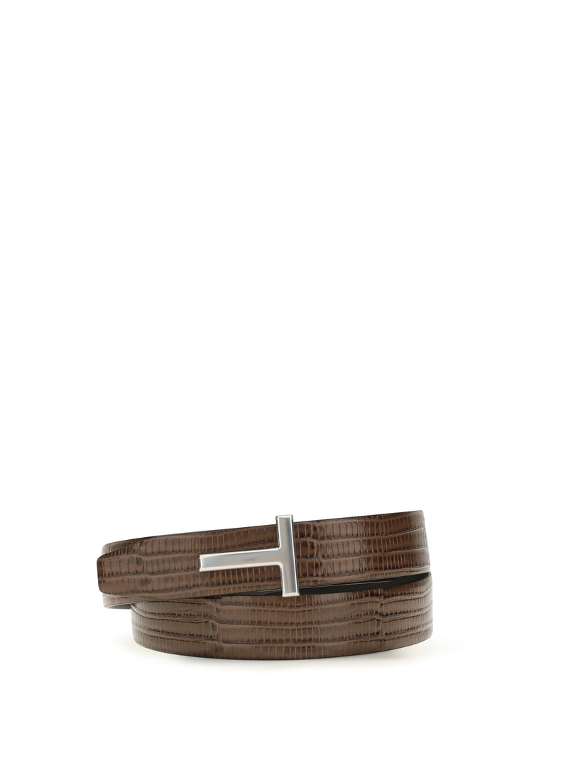 Tom Ford Tom Ford Reversible T Icon Belt Caramel - World Class Fashion