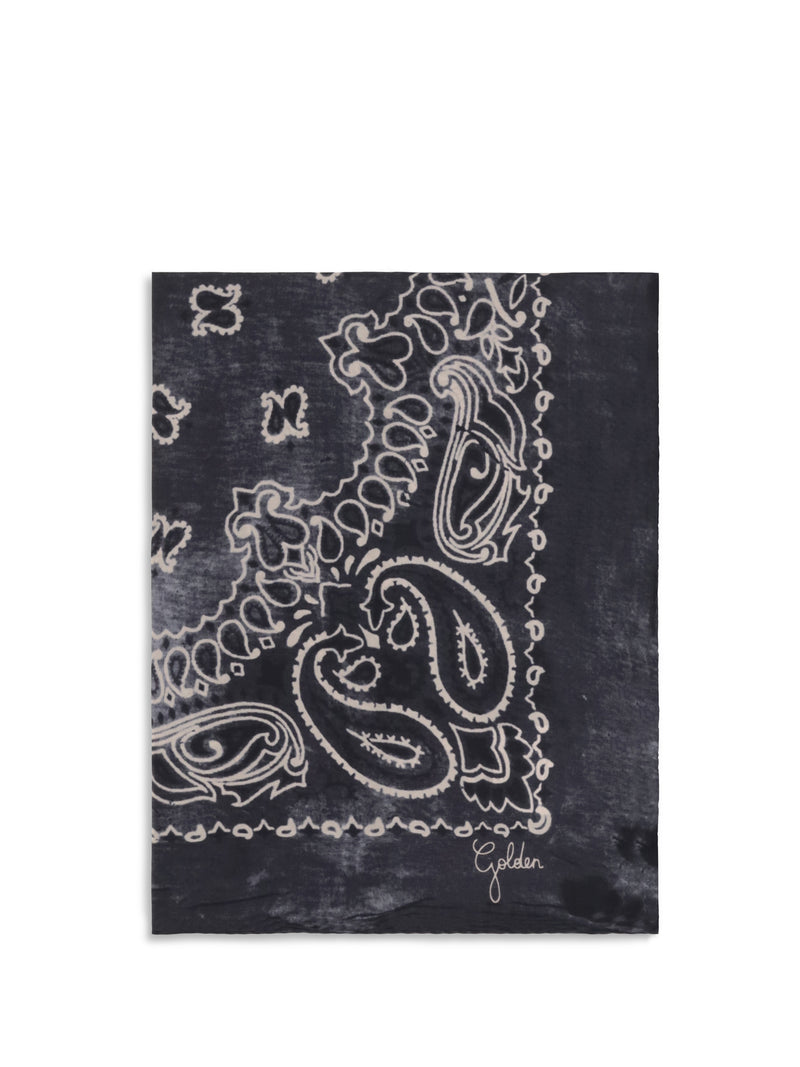 Golden Goose Golden Goose Golden Paisley Silk Scarf Anthracite - World Class Fashion