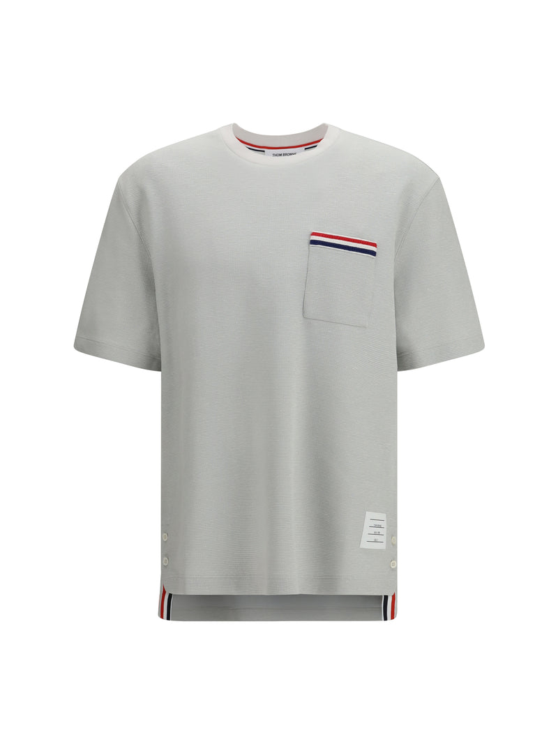 Thom Browne Thom Browne Short-sleeve Cotton-linen T-shirt Pale Grey - World Class Fashion