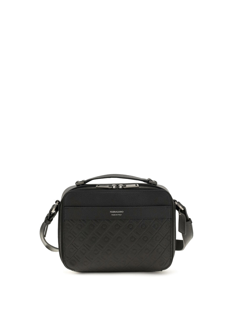 Ferragamo Ferragamo Leather Crossbody Bag Black Men - World Class Fashion