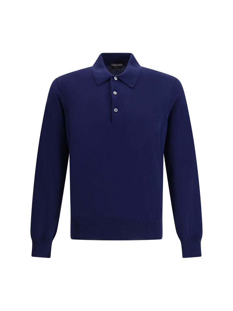 Tom Ford Tom Ford Long-sleeved Polo Ocean Cavern - World Class Fashion
