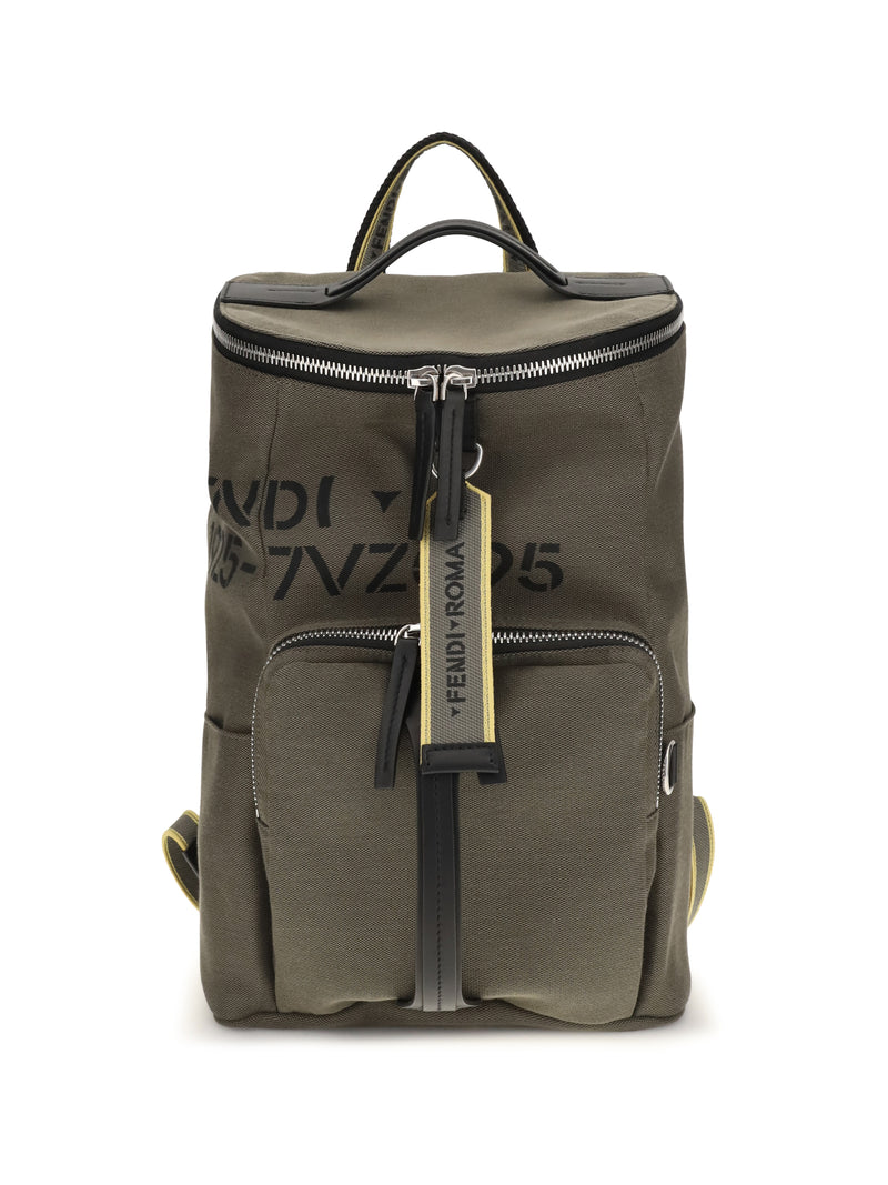 Fendi Fendi Tourist Canvas Backpack Verde Militare+Nero - World Class Fashion
