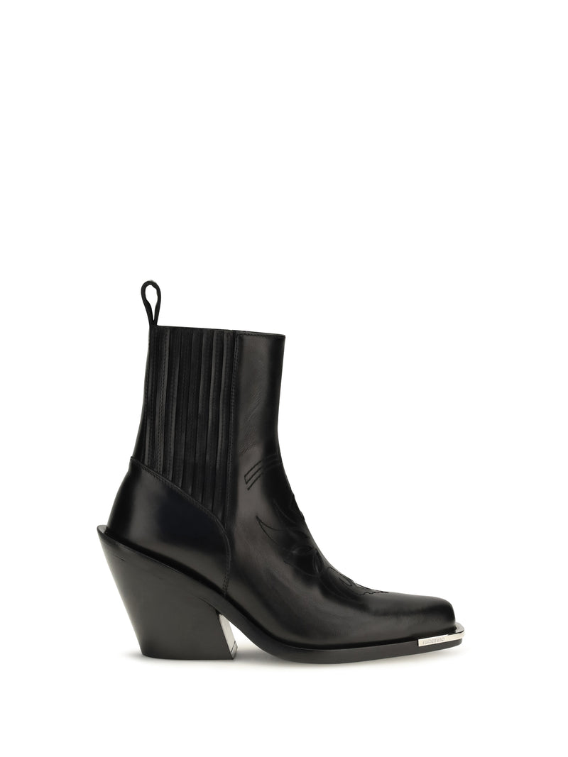 Rabanne Rabanne Leather Cowboy Ankle Boots Black - World Class Fashion