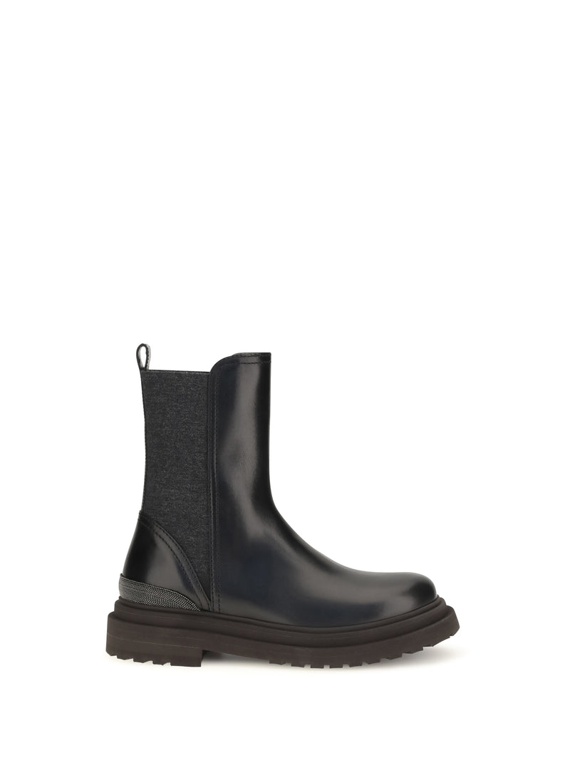 Brunello Cucinelli Brunello Cucinelli Leather Chelsea Ankle Boots Black - World Class Fashion