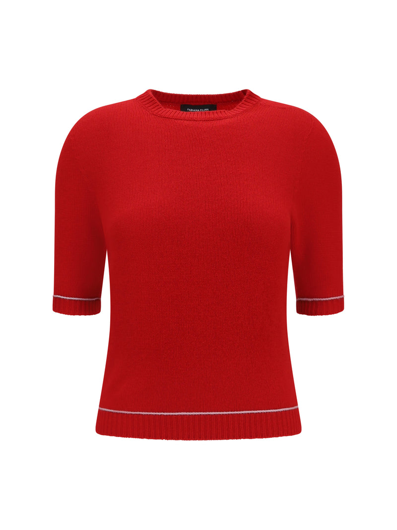 Fabiana Filippi Fabiana Filippi Brushed Sweater Red/Blue - World Class Fashion