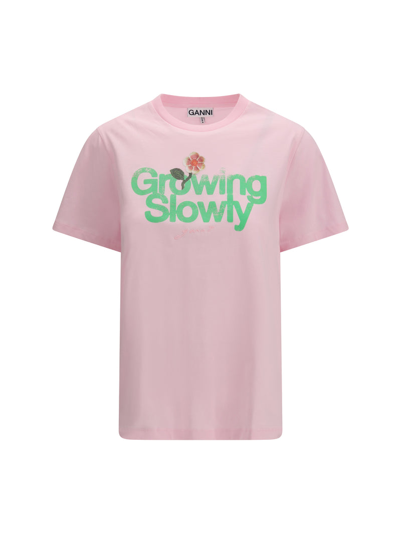 Ganni Ganni Growing Slowly T-shirt Chalk Pink - World Class Fashion