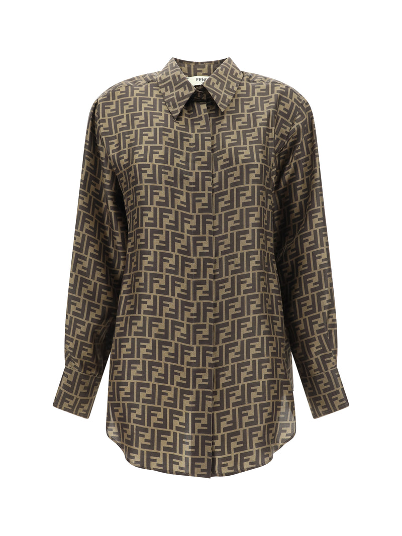 Fendi Fendi Silk Twill Shirt Tobacco - World Class Fashion