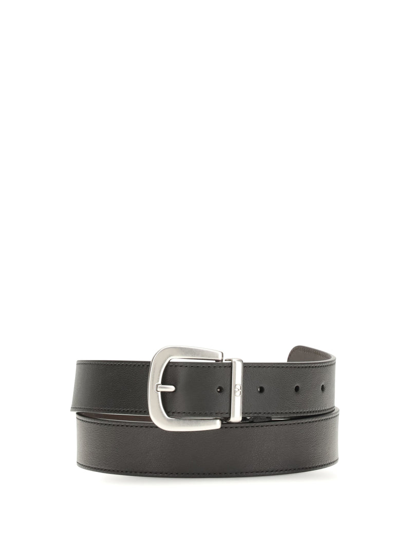 Valentino Garavani Valentino Garavani Reversible Leather Belt Nero/Oak Brown - World Class Fashion