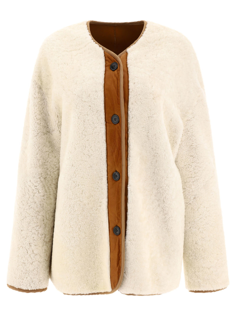 Giovi Chaqueta Giovi Reversible de Piel de Cordero Blanca para Mujer - World Class Fashion