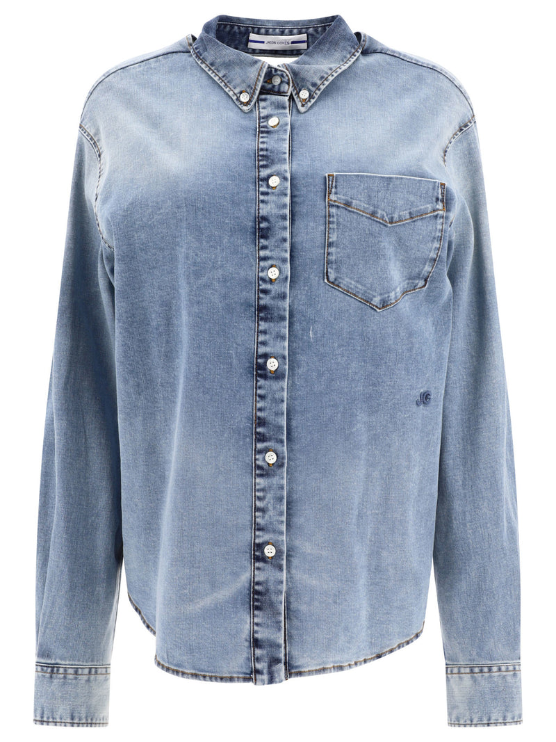 Jacob Cohen Jacob Cohen Shirt With Cut-Out Light Blue - World Class Fashion