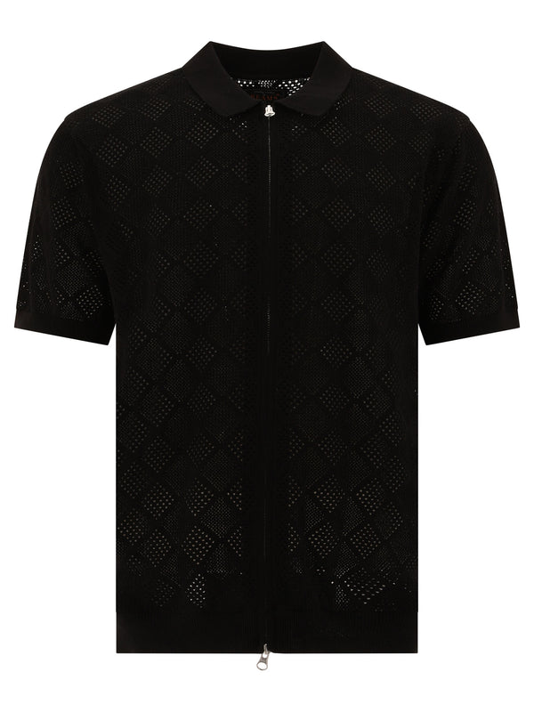 Beams Plus Zip Knit Mesh Polo Shirt