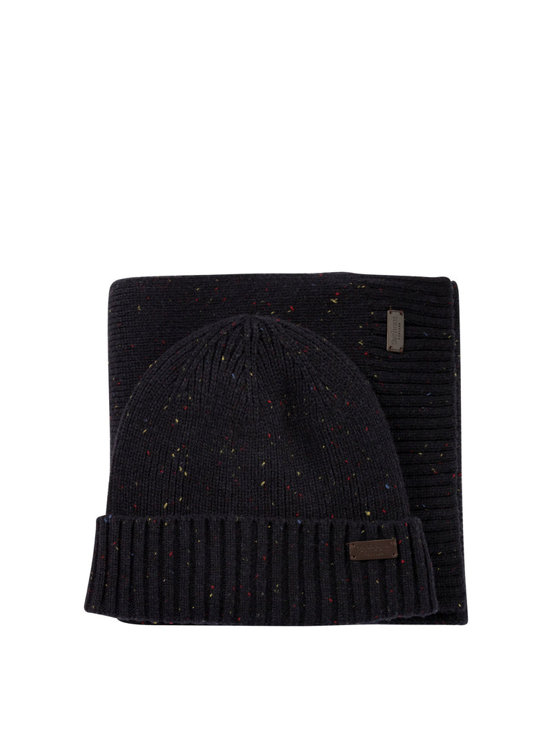 Barbour Conjunto de gorro y bufanda de lana Barbour Carlton azul - World Class Fashion