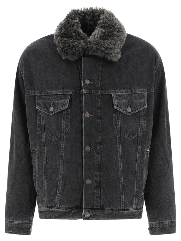 Acne Studios Lined Denim Jacket With Faux-fur Collar