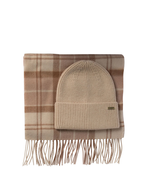 Barbour "aubrey" Scarf And Beanie Gift Set