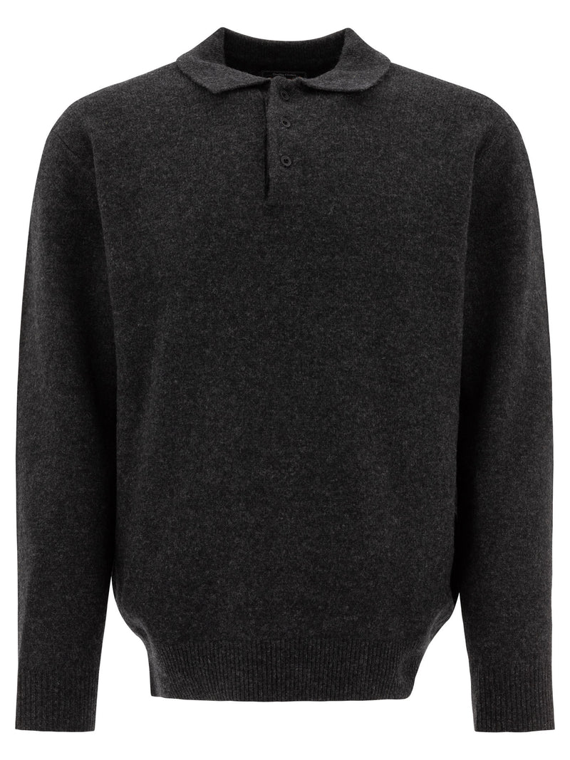 Beams Plus Beams Plus Striped Wool Polo Shirt in Black - World Class Fashion