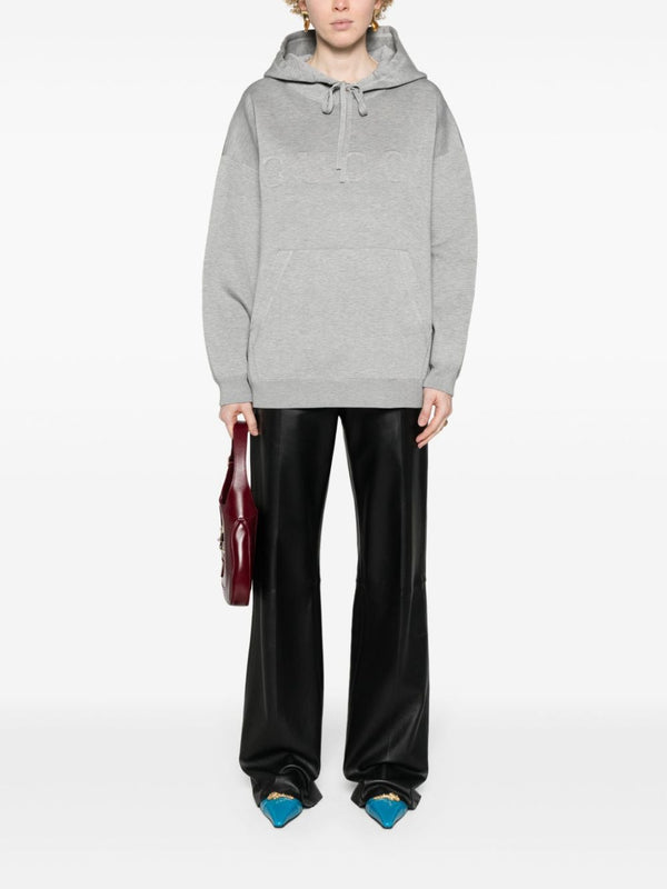 Gucci Felpa Con Cappuccio Effetto Mélange Con Logo In Rilievo