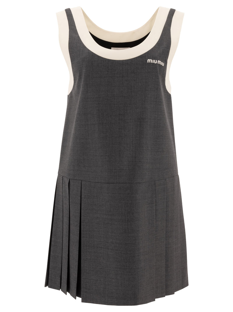 Miu Miu Vestido de lana grisalla Miu Miu gris - World Class Fashion