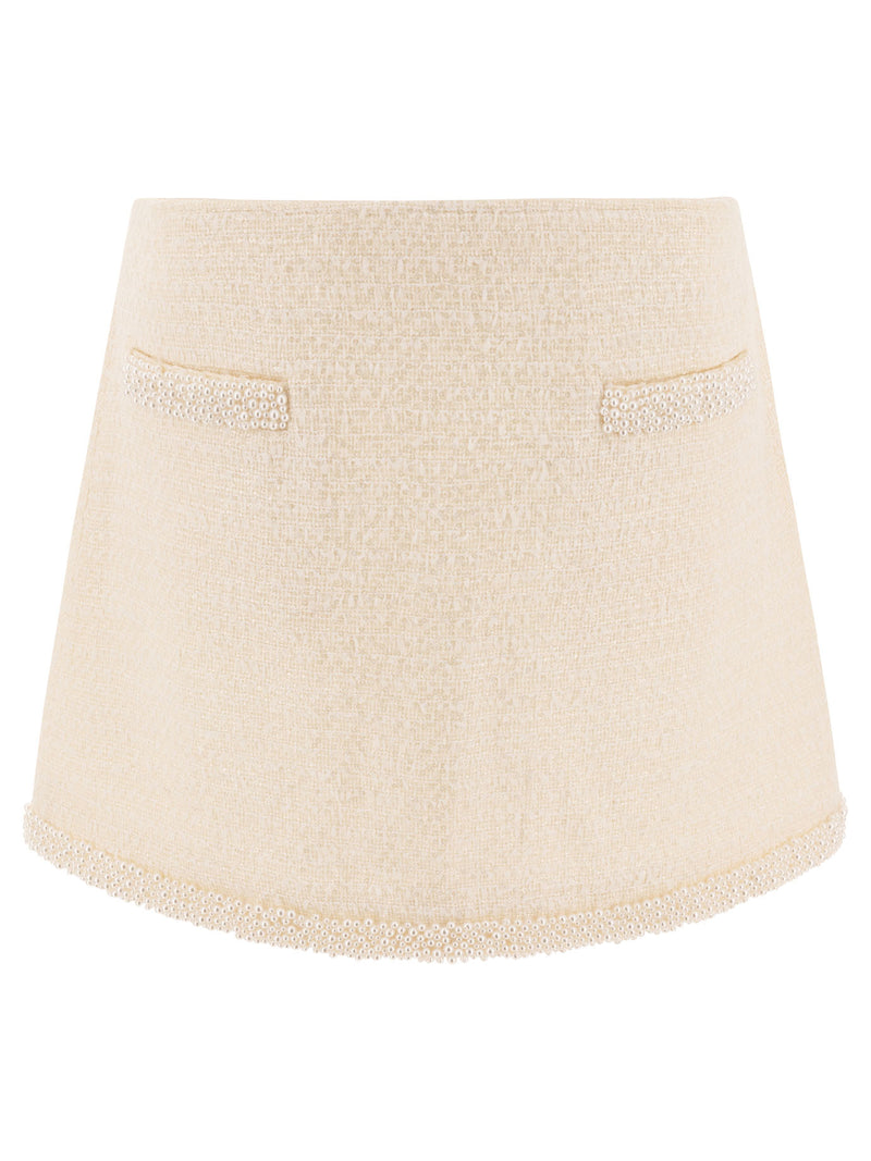 Self-Portrait Falda beige Self-Portrait para mujer RS25-164SK-CCREAM - World Class Fashion