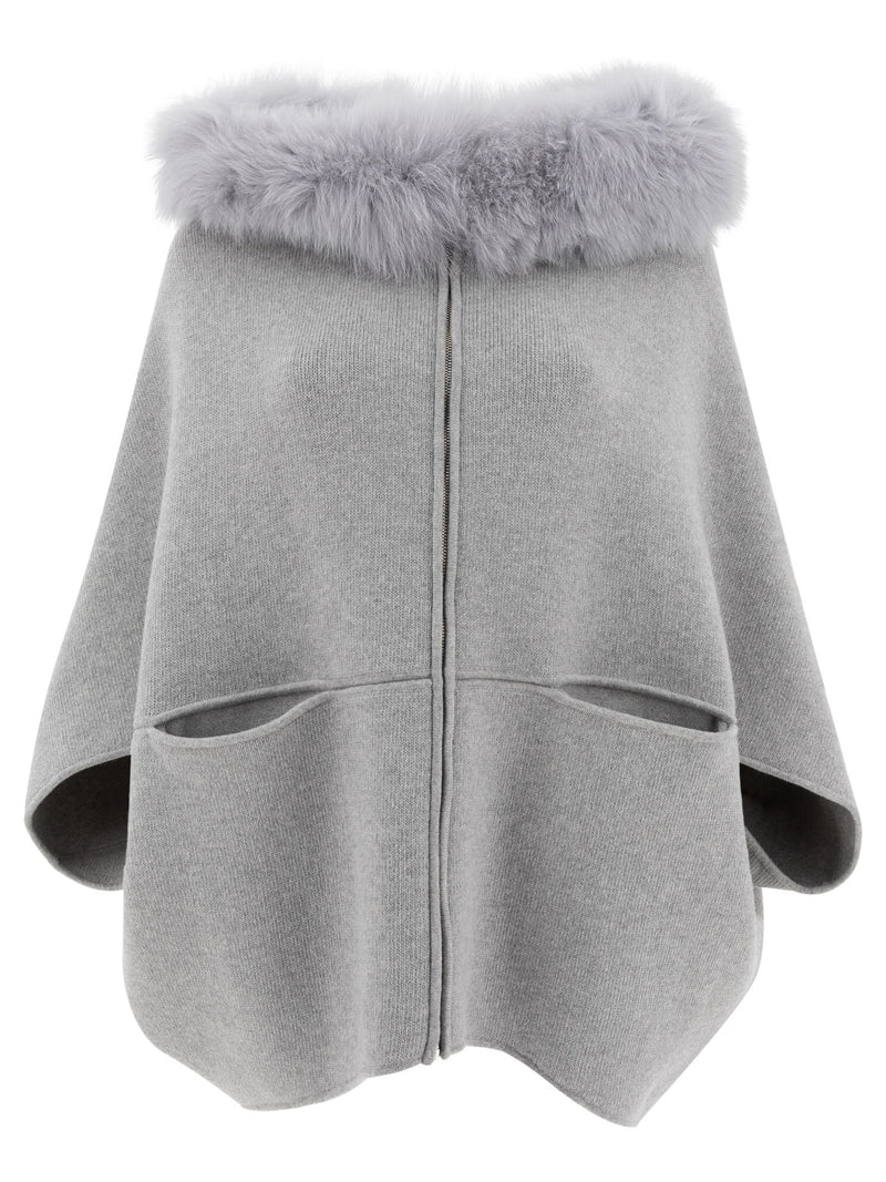 Giovi Giovi Poncho de Lana y Cachemira Gris para Mujer - World Class Fashion