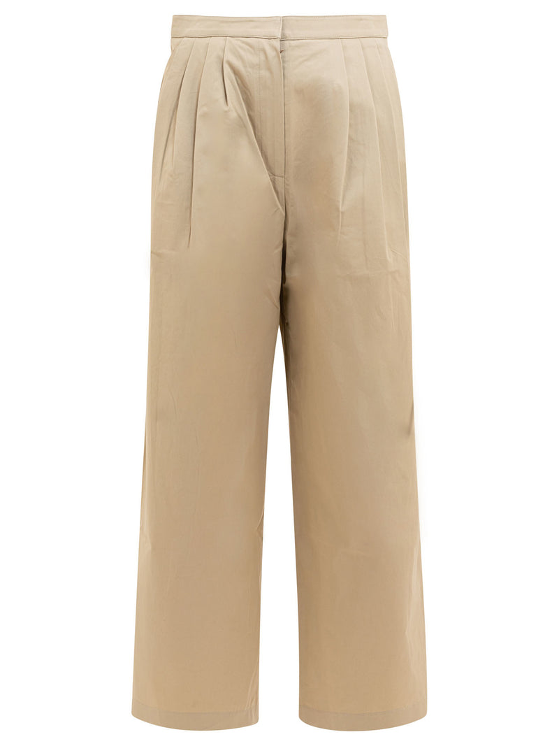 Theloom Theloom Pantalón de algodón beige para mujer - World Class Fashion