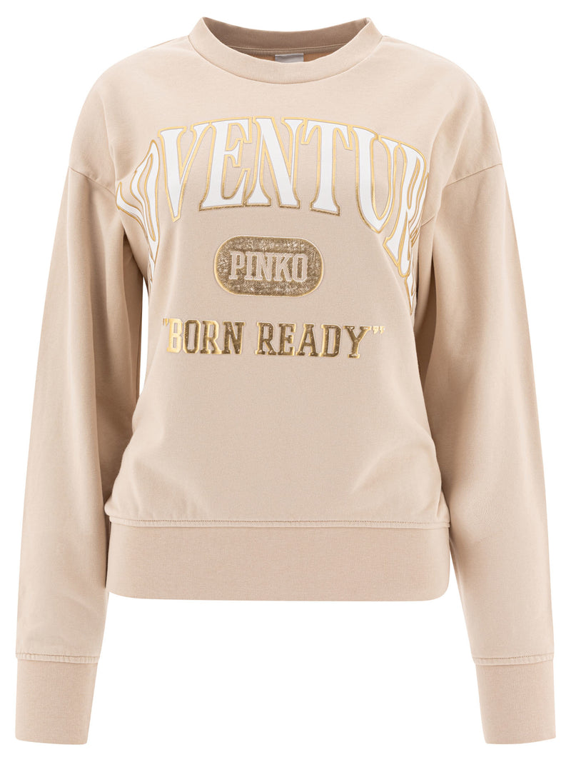Pinko Pinko Cotton Sweatshirt Beige Women - World Class Fashion