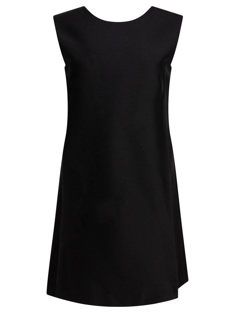 Sandbeige Vestido de lana y seda color beige arena para mujer - World Class Fashion