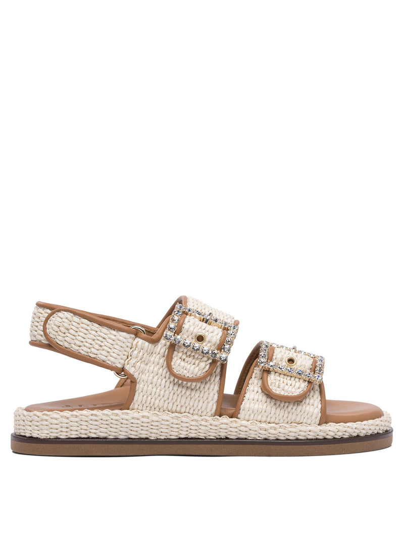Alibi Alibi Maya Pearl Beige Raffia Sandals Women - World Class Fashion
