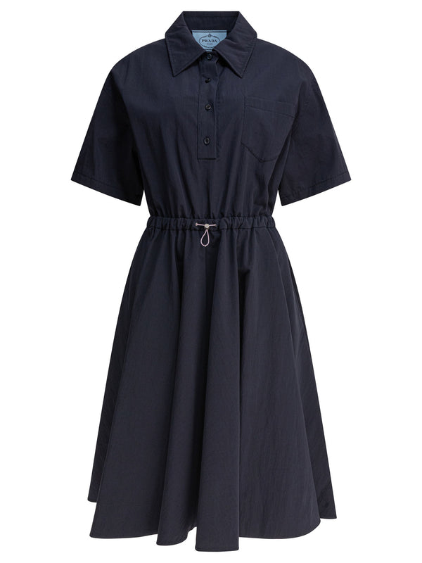 Prada Short Sleeved Dress In Pongé Tec