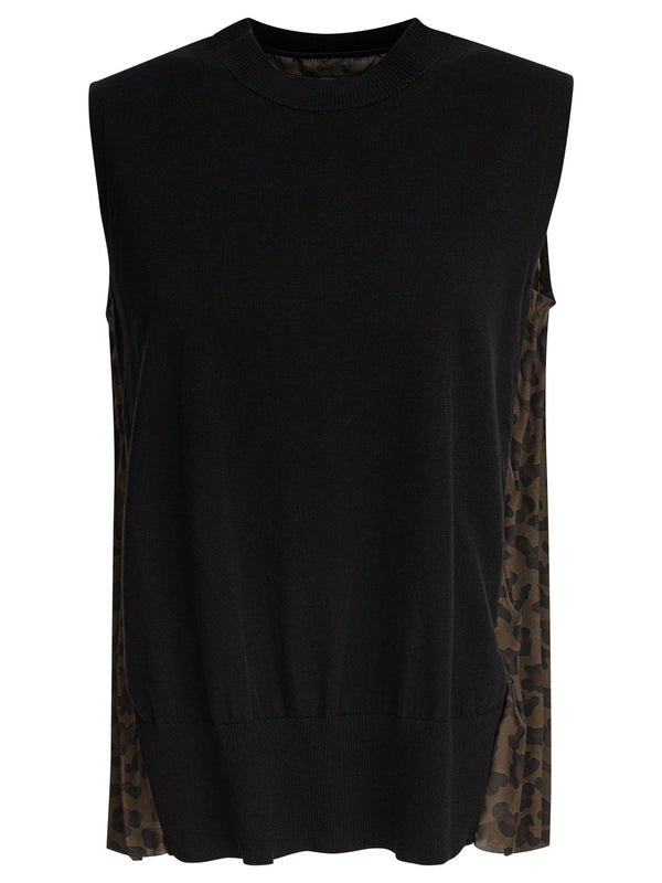 Sacai Leopard Print X Knit Pullover