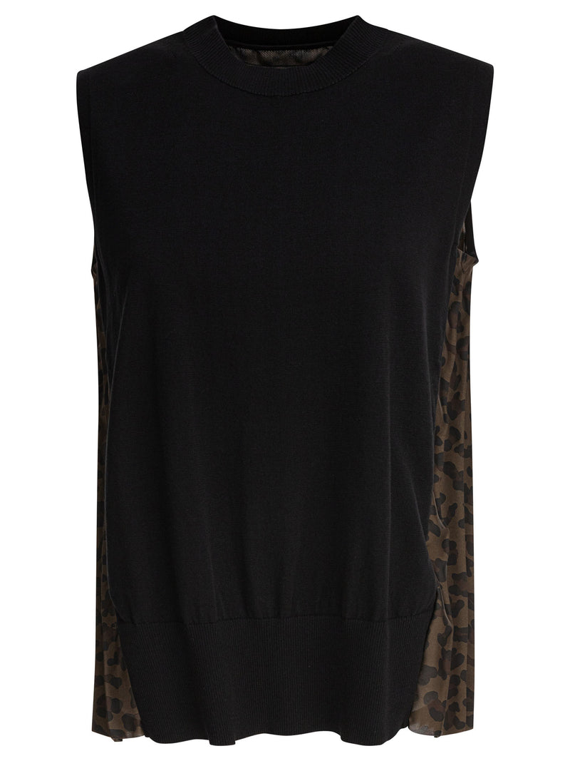 Sacai Sacai Leopard Print X Knit Pullover Black - World Class Fashion