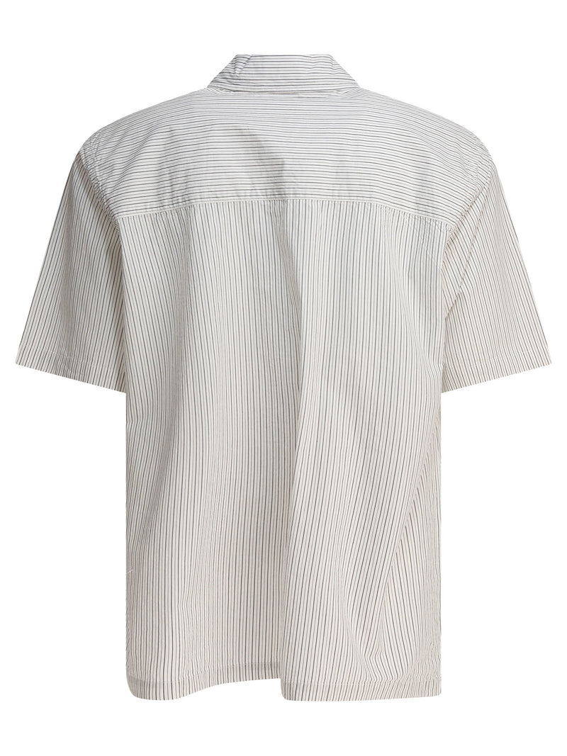 Norse Projects Norse Projects Mads Poplin Stripe Short Sleeve Shirt Beige - World Class Fashion