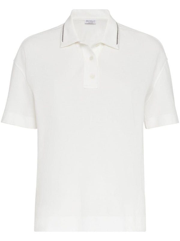 Brunello Cucinelli Piquet Polo Shirt With Monili
