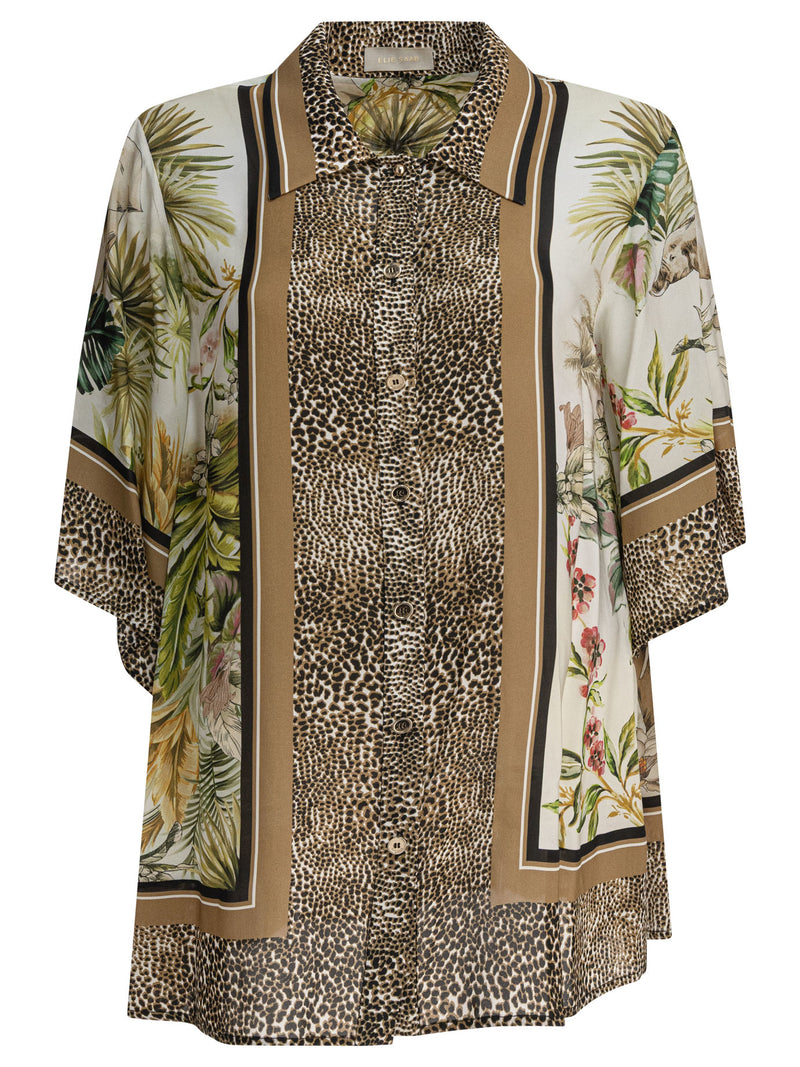 Elie Saab Elie Saab Printed Chiffon Shirt Brown Women - World Class Fashion