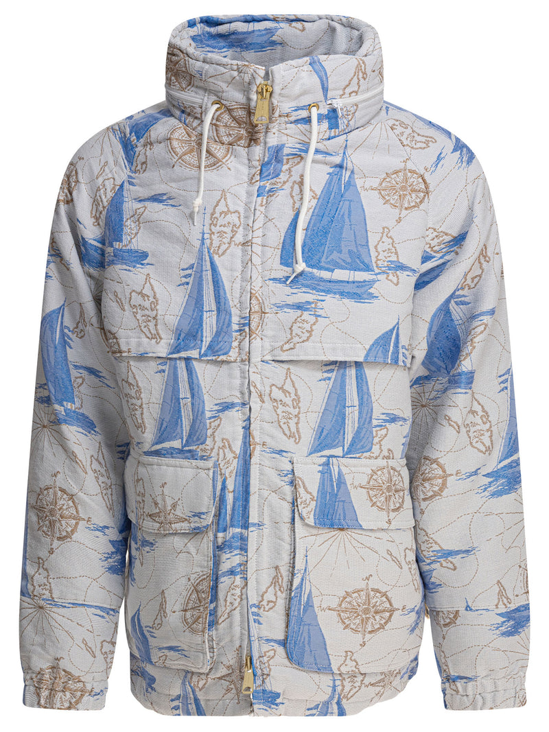 Beams Plus Beams Plus Navy Windbreaker Jacket in Light Blue - World Class Fashion