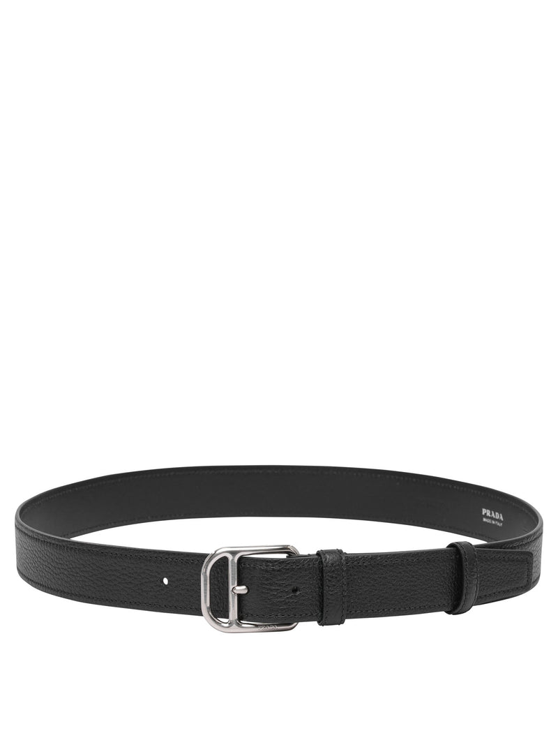 Prada Cinturón Prada de cuero de becerro negro para hombre - World Class Fashion