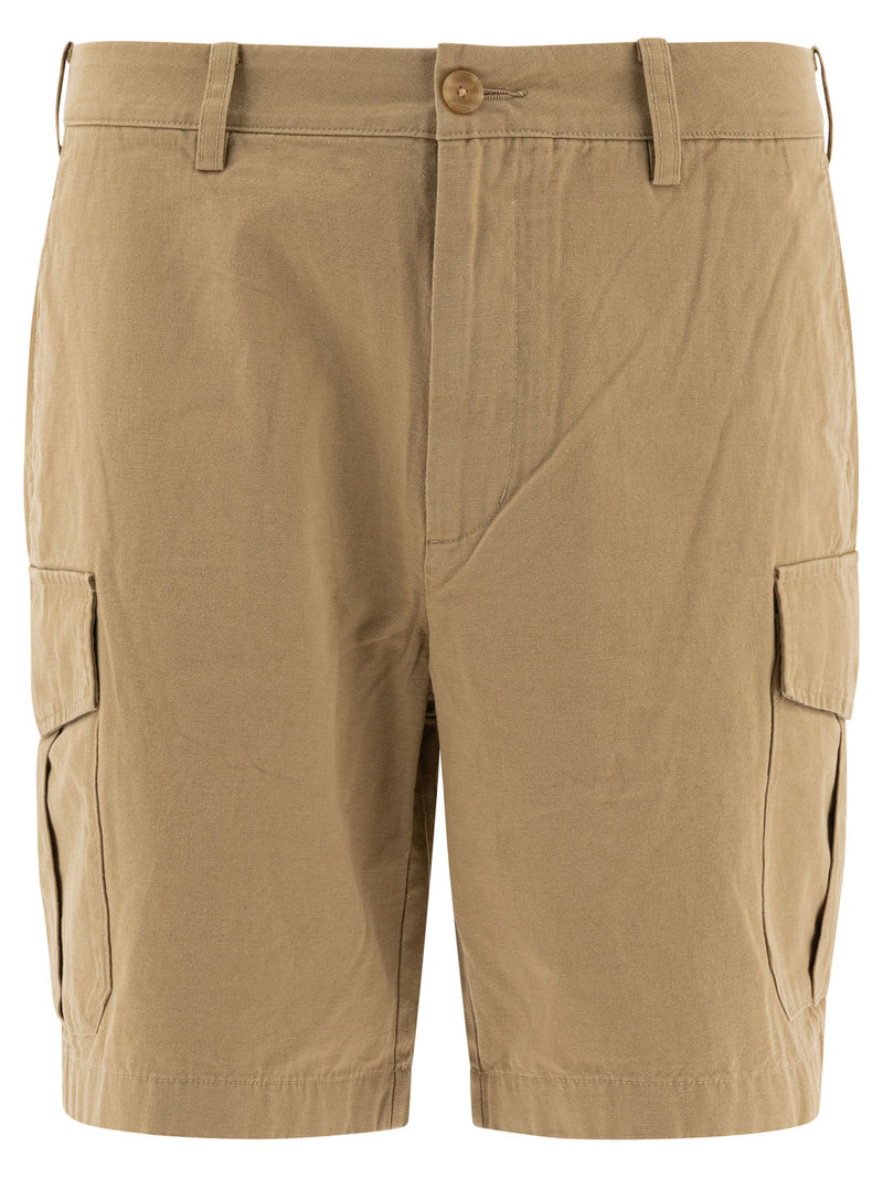 Vince Vince Cotton and Linen Cargo Shorts Beige - World Class Fashion