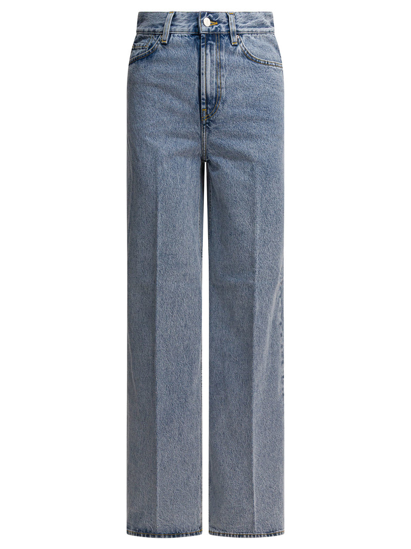 Toteme Toteme Cotton Denim Trousers Blue Women - World Class Fashion