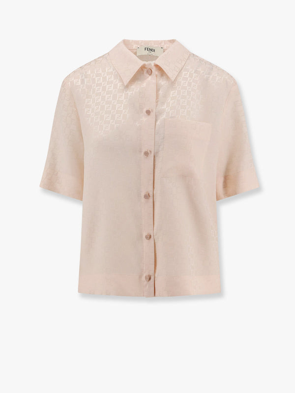 Jacquard silk shirt with ff chess motif