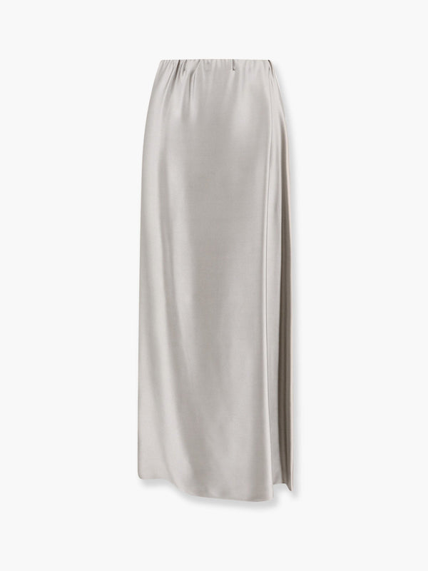 Silk long skirt with deep slit