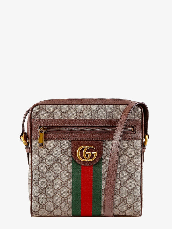 Gg supreme fabric and leather shoulder bag with iconic web band
