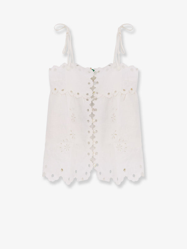 Farm Rio Perforated Linen Top