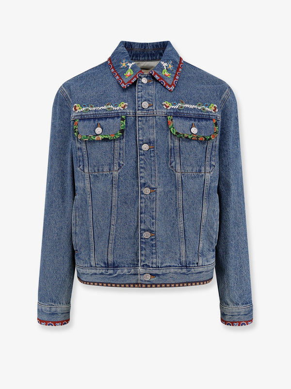 Valentino Denim Jacket With Multicolor Embroidery