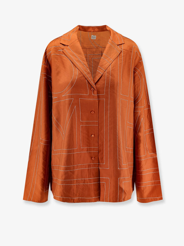 Toteme Silk Shirt With Monogram Logo Embroidery