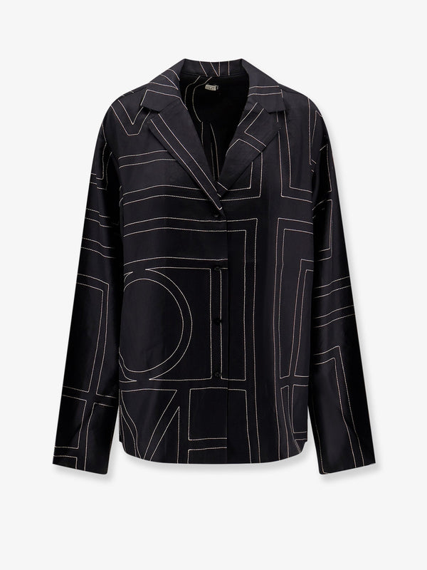 Toteme Silk Shirt With Monogram Logo Embroidery