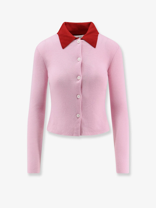 Self Portrait Wool Cardigan With Contrasting Collar