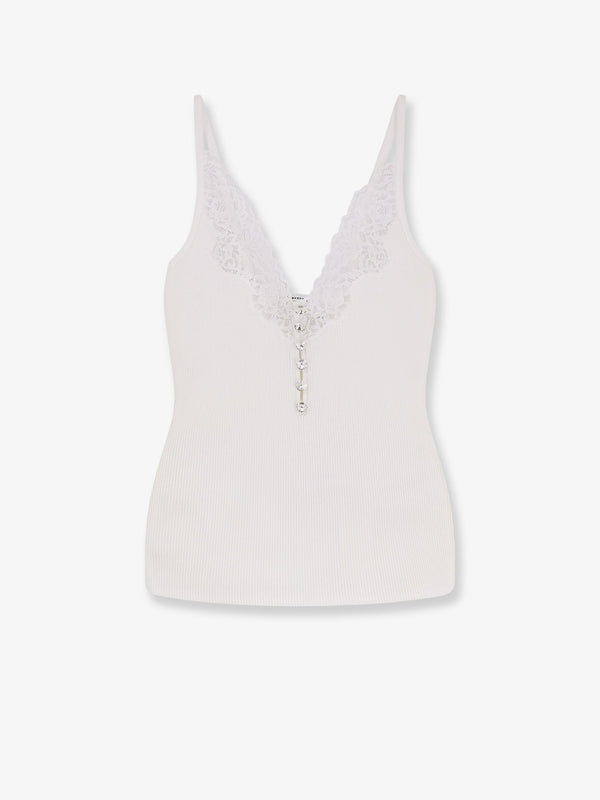Self Portrait Viscose Top With Lace Inserts