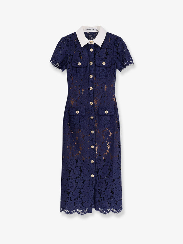 Self Portrait Lace Midi Dress With Jewel Button
