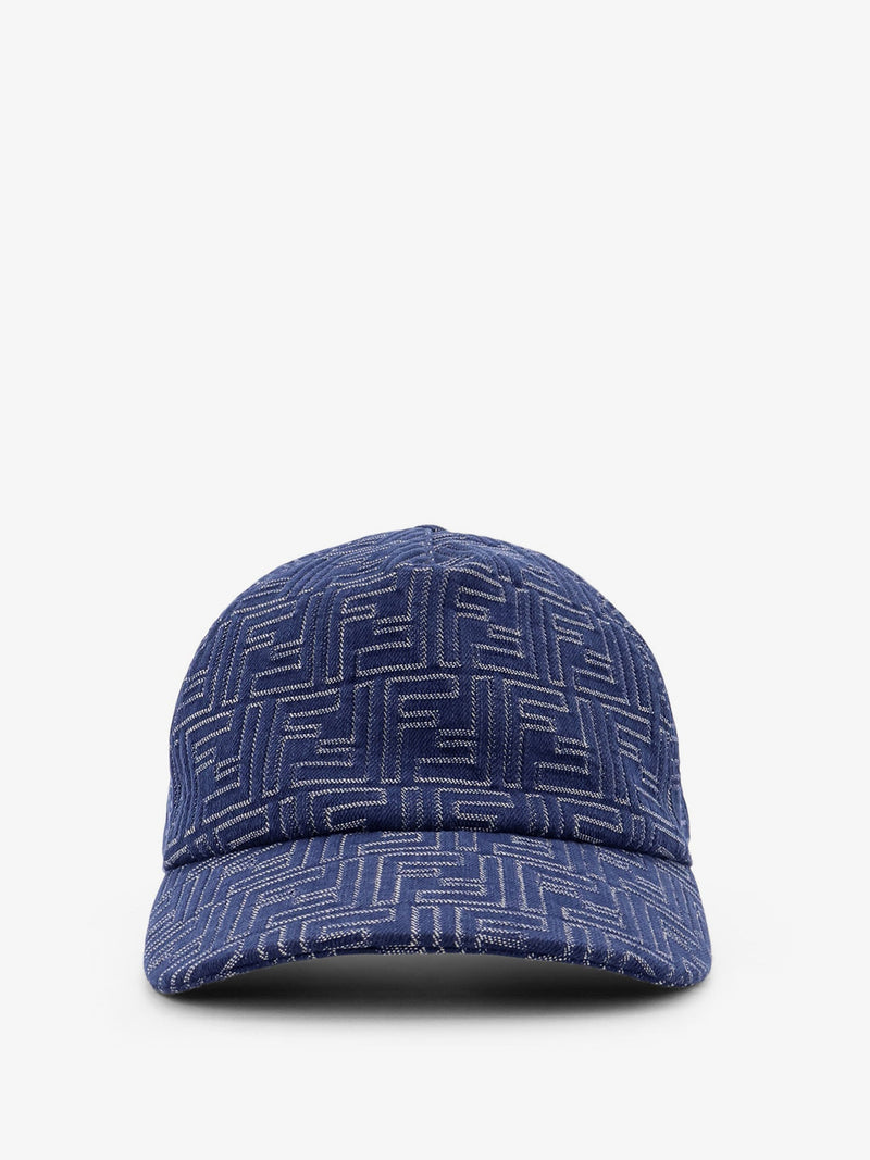 Fendi Fendi FF Jacquard Denim Baseball Hat Blue - World Class Fashion