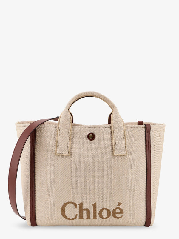 Chloe' Chloè Carry Canvas Shoulder Bag With Logo Embroidery