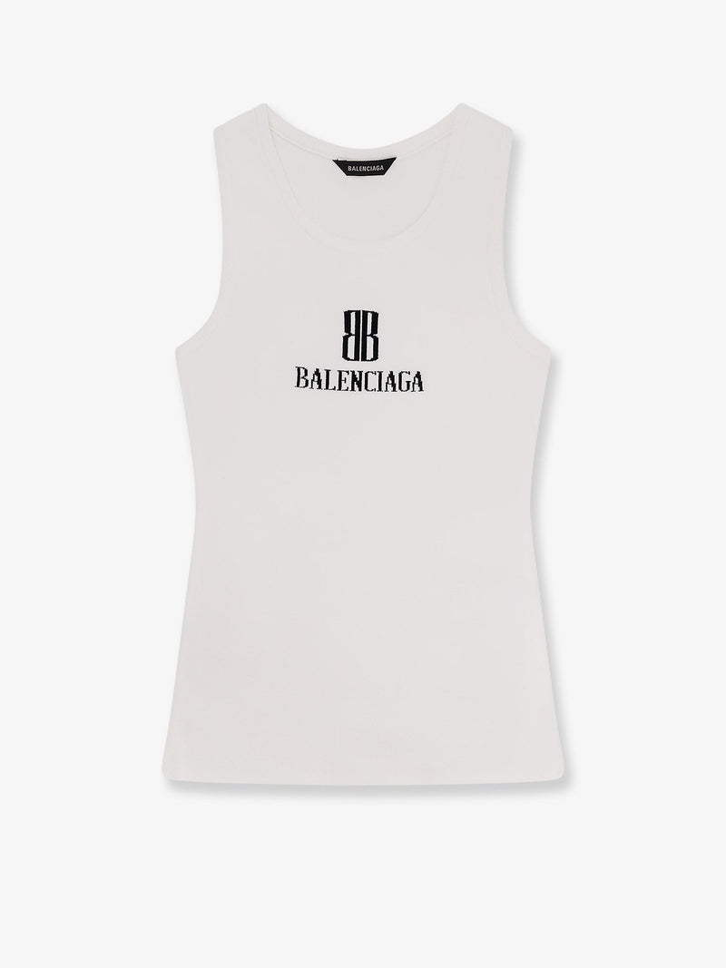 Balenciaga Balenciaga Ribbed Viscose Blend Tank Top White - World Class Fashion